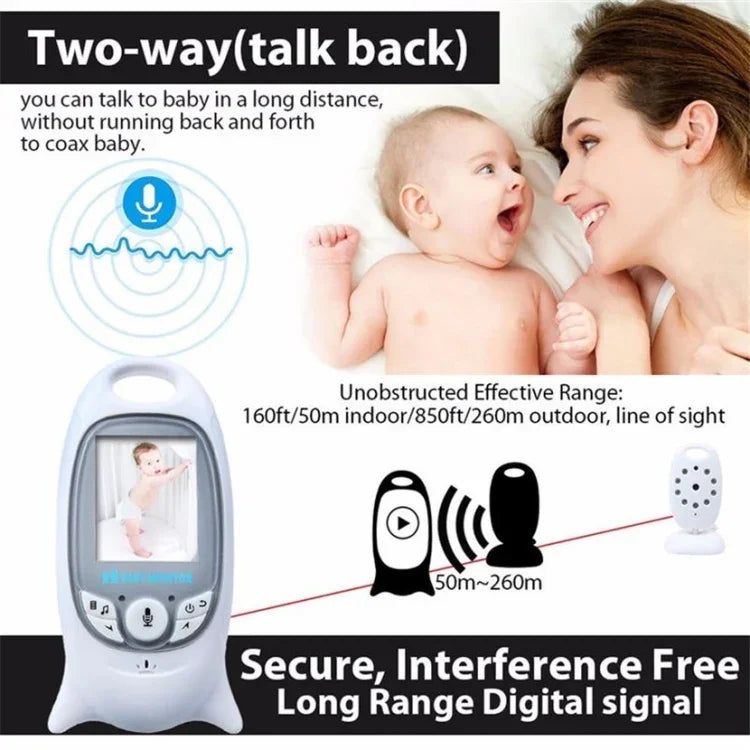 VB601 2.0인치 LCD 화면 간편 휴대용 베이비 모니터, 양방향 통화 지원, 야간 투시, VB601