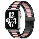 Apple Watch Series 10 42mm / 9&8&7 41mm / SE 3&SE 2&6&SE&5&4 40mm / 3&2&1 38mm용 접이식 버클 3 비즈 스테인리스 스틸 시계 밴드