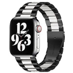 Apple Watch Series 10 42mm / 9&8&7 41mm / SE 3&SE 2&6&SE&5&4 40mm / 3&2&1 38mm용 접이식 버클 3 비즈 스테인리스 스틸 시계 밴드