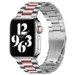 Apple Watch Series 10 42mm / 9&8&7 41mm / SE 3&SE 2&6&SE&5&4 40mm / 3&2&1 38mm용 접이식 버클 3 비즈 스테인리스 스틸 시계 밴드