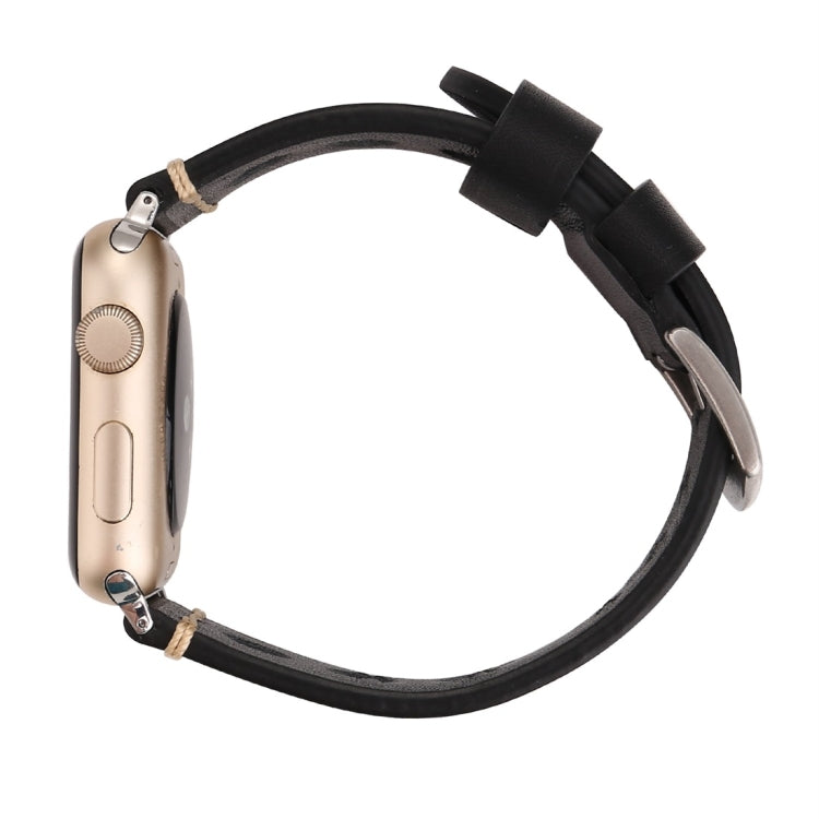 Apple Watch Series 7 45mm / 6 & SE & 5 & 4 44mm / 42mm 3 & 2 & 1 레트로 홀 천연 가죽 손목 시계 밴드, 42mm용