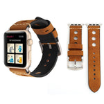 Apple Watch Series 7 45mm / 6 & SE & 5 & 4 44mm / 42mm 3 & 2 & 1 레트로 홀 천연 가죽 손목 시계 밴드, 42mm용