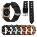 Apple Watch Series 7 45mm / 6 & SE & 5 & 4 44mm / 42mm 3 & 2 & 1 레트로 홀 천연 가죽 손목 시계 밴드, 42mm용