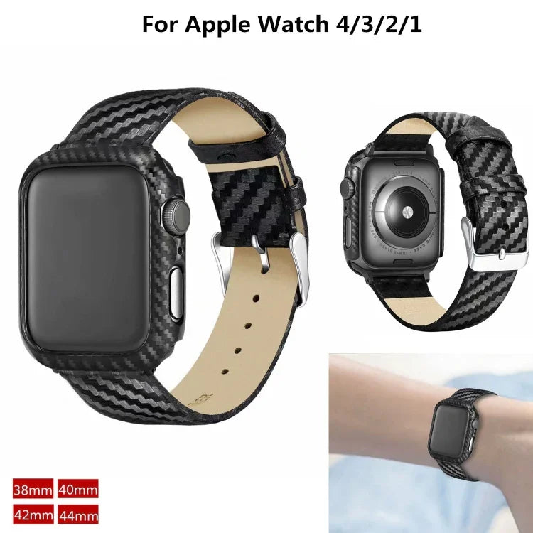 Apple Watch 시리즈 3 & 2 & 1 38mm용 정품 가죽 카본 파이버 스트랩 + 프레임, Apple Watch 시리즈 3 & 2 & 1 38mm용