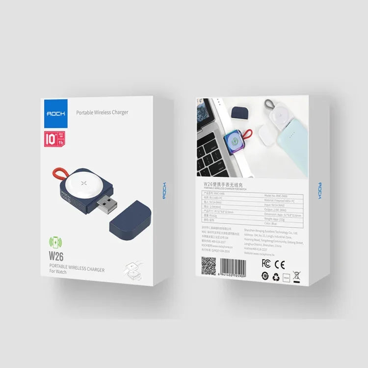 ROCK W26 휴대용 자석 무선 충전기, Apple Watch용, W26 USB 인터페이스