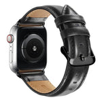 블랙 버클 가죽 시계 밴드 Apple Watch Series 10 42mm / 9&8&7 41mm / SE 3&SE 2&6&SE&5&4 40mm / 3&2&1 38mm용, Apple Watch Series 8&7 41mm / SE 2&6&SE&5&4 40mm / 3&2&1 38mm용