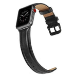 블랙 버클 가죽 시계 밴드 Apple Watch Series 10 42mm / 9&8&7 41mm / SE 3&SE 2&6&SE&5&4 40mm / 3&2&1 38mm용, Apple Watch Series 8&7 41mm / SE 2&6&SE&5&4 40mm / 3&2&1 38mm용