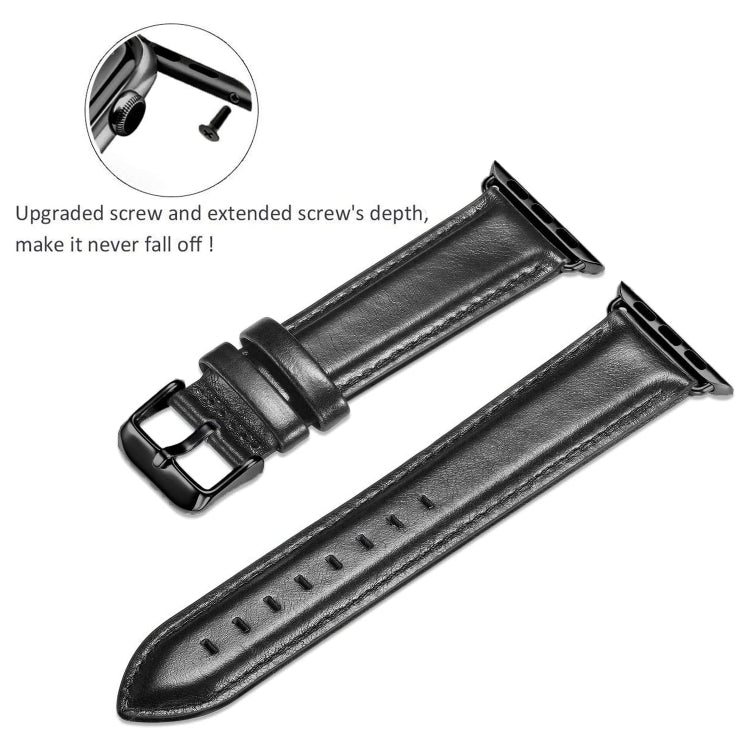 블랙 버클 가죽 시계 밴드 Apple Watch Ultra 49mm&Watch Ultra 2 49mm / Series 10 46mm / 9&8&7 45mm / SE 3&SE 2&6&SE&5&4 44mm / 3&2&1 42mm용, Apple Watch Ultra 49mm / Series 8&7 45mm / SE 2&6&SE&5&4 44mm / 3&2&1 42mm용