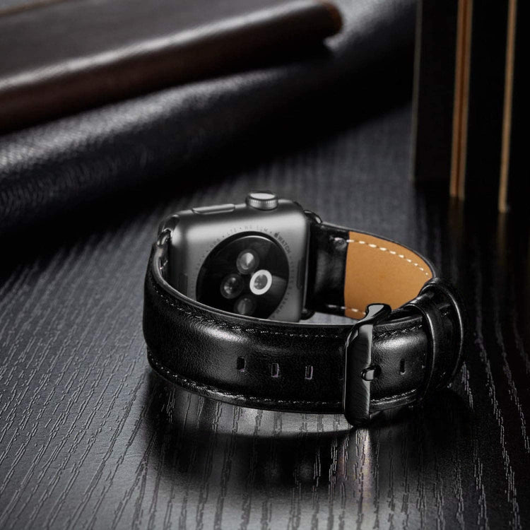 블랙 버클 가죽 시계 밴드 Apple Watch Ultra 49mm&Watch Ultra 2 49mm / Series 10 46mm / 9&8&7 45mm / SE 3&SE 2&6&SE&5&4 44mm / 3&2&1 42mm용, Apple Watch Ultra 49mm / Series 8&7 45mm / SE 2&6&SE&5&4 44mm / 3&2&1 42mm용