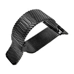 304 stainless steel apple watch band in black, suitable for various Apple Watch models, adjustable and comfortable.