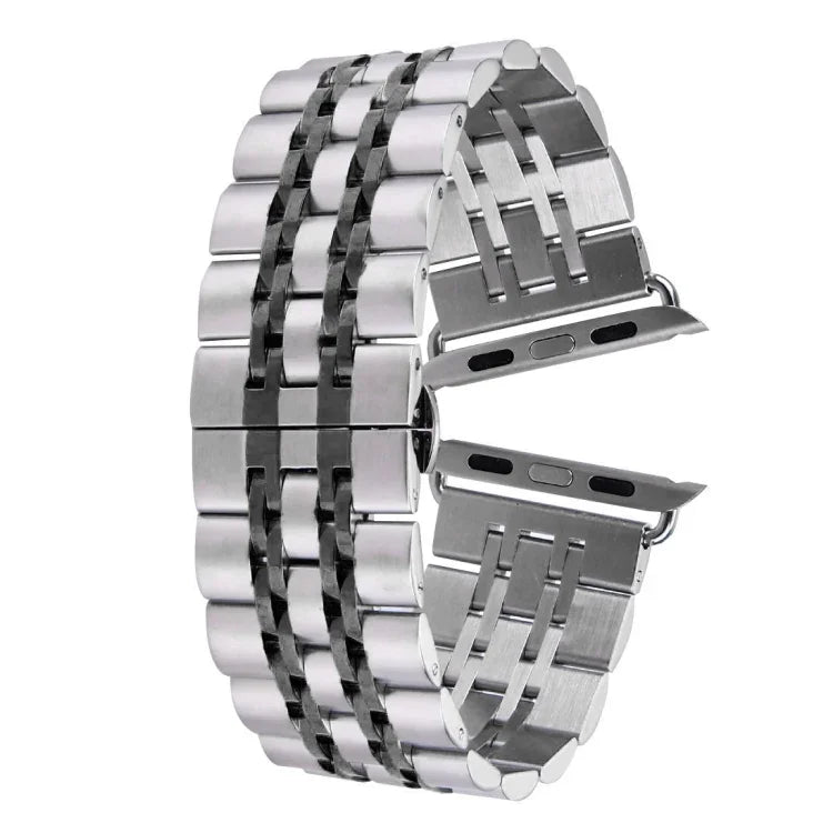 20mm 여성용 숨겨진 나비 버클 7구 스테인리스 스틸 시계 밴드, Apple Watch 38mm용(실버 골드), 20mm 여성용