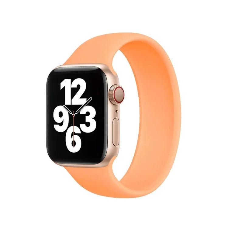 애플 워치 울트라 49mm & 워치 울트라 2 49mm / 시리즈 10 46mm / 9&8&7 45mm / SE 3&SE 2&6&SE&5&4 44mm / 3&2&1 42mm 단색 탄성 실리콘 시계 밴드, 사이즈:M 143mm