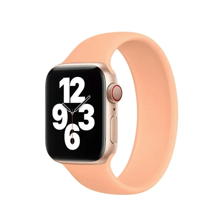 애플 워치 울트라 49mm & 워치 울트라 2 49mm / 시리즈 10 46mm / 9&8&7 45mm / SE 3&SE 2&6&SE&5&4 44mm / 3&2&1 42mm 단색 탄성 실리콘 시계 밴드, 사이즈:M 143mm
