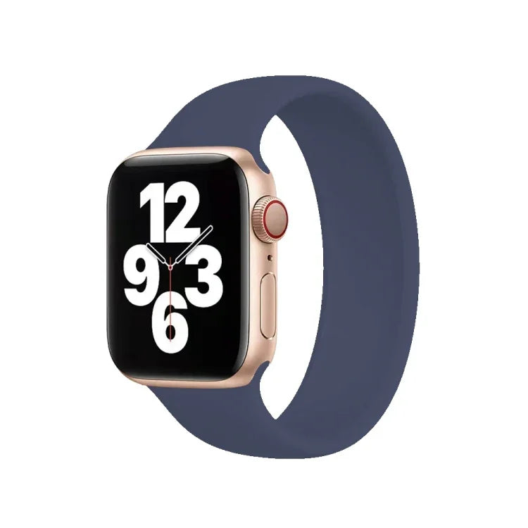 애플 워치 울트라 49mm & 워치 울트라 2 49mm / 시리즈 10 46mm / 9&8&7 45mm / SE 3&SE 2&6&SE&5&4 44mm / 3&2&1 42mm 단색 탄성 실리콘 시계 밴드, 사이즈:M 143mm