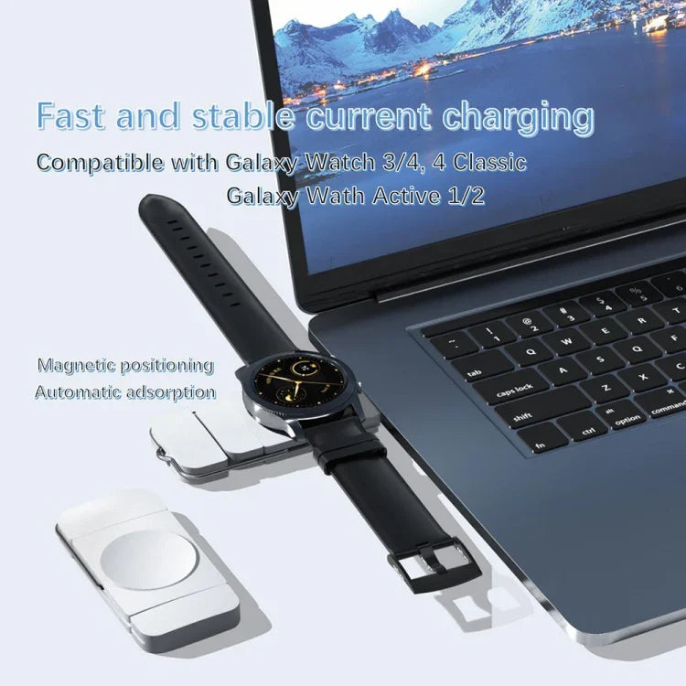 U8S USB / Type-C 자석 무선 충전기, 삼성 워치 3 / 4, 4 클래식, 액티브 1 / 2용 고속 충전기