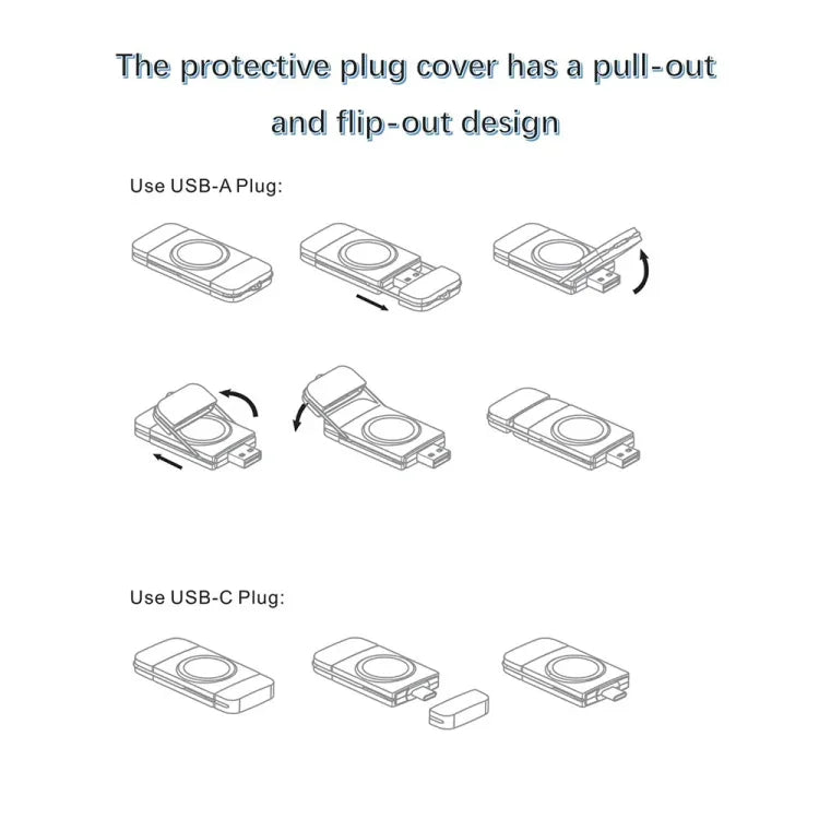 U8S USB / Type-C 자석 무선 충전기, 삼성 워치 3 / 4, 4 클래식, 액티브 1 / 2용 고속 충전기
