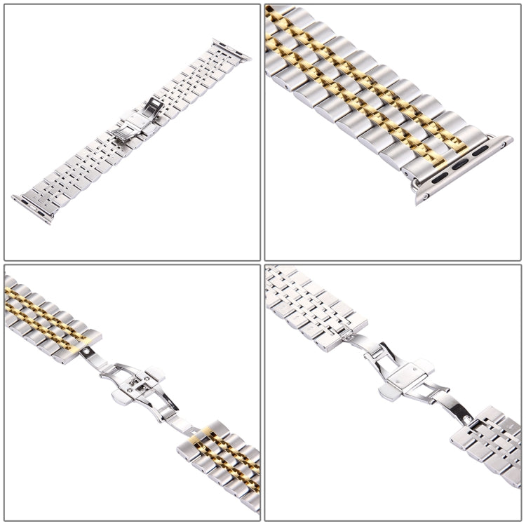 22mm 남성용 숨겨진 버터플라이 버클 7구 스테인리스 스틸 시계줄, Apple Watch 38mm용, 22mm 남성용