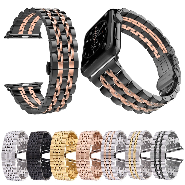 22mm 남성용 숨겨진 버터플라이 버클 7구 스테인리스 스틸 시계줄, Apple Watch 38mm용, 22mm 남성용