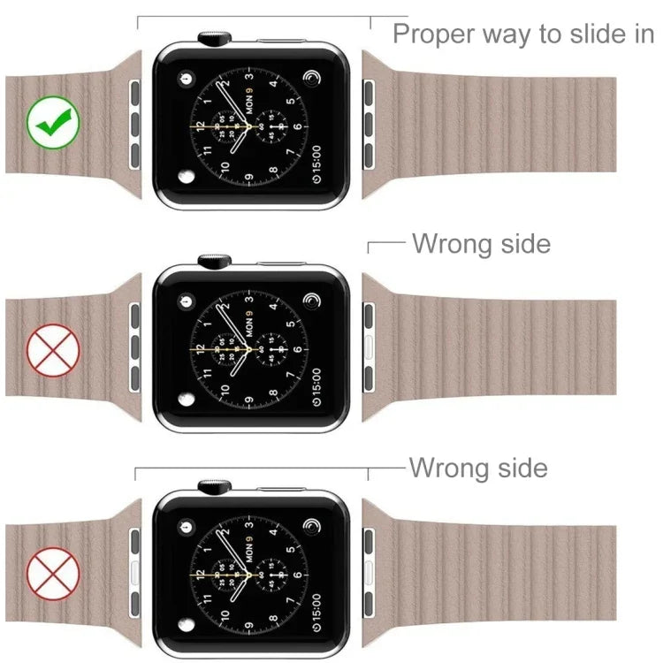Apple Watch 38mm용 루프 자석 클로저 클라스프 PU 가죽 시계 밴드