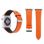 Apple Watch Ultra 49mm & Watch Ultra 2 49mm / 시리즈 10 46mm / 9&8&7 45mm / SE 3&SE 2&6&SE&5&4 44mm / 3&2&1 42mm용 심플 패션 정품 가죽 구멍 패턴 시계 밴드, 42mm