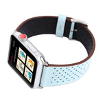 Apple Watch Ultra 49mm & Watch Ultra 2 49mm / 시리즈 10 46mm / 9&8&7 45mm / SE 3&SE 2&6&SE&5&4 44mm / 3&2&1 42mm용 심플 패션 정품 가죽 구멍 패턴 시계 밴드, 42mm