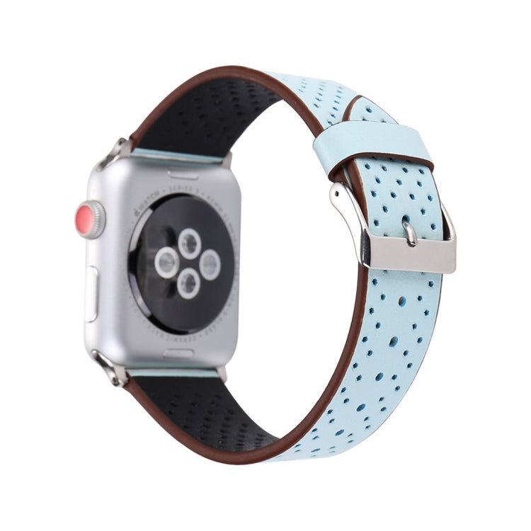 Apple Watch Ultra 49mm & Watch Ultra 2 49mm / 시리즈 10 46mm / 9&8&7 45mm / SE 3&SE 2&6&SE&5&4 44mm / 3&2&1 42mm용 심플 패션 정품 가죽 구멍 패턴 시계 밴드, 42mm