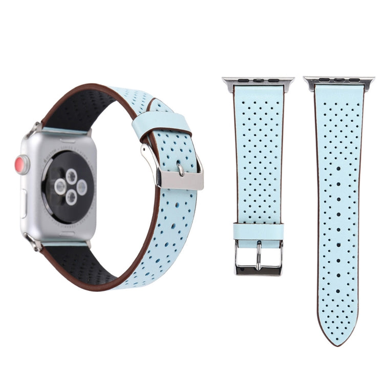 Apple Watch Ultra 49mm & Watch Ultra 2 49mm / 시리즈 10 46mm / 9&8&7 45mm / SE 3&SE 2&6&SE&5&4 44mm / 3&2&1 42mm용 심플 패션 정품 가죽 구멍 패턴 시계 밴드, 42mm