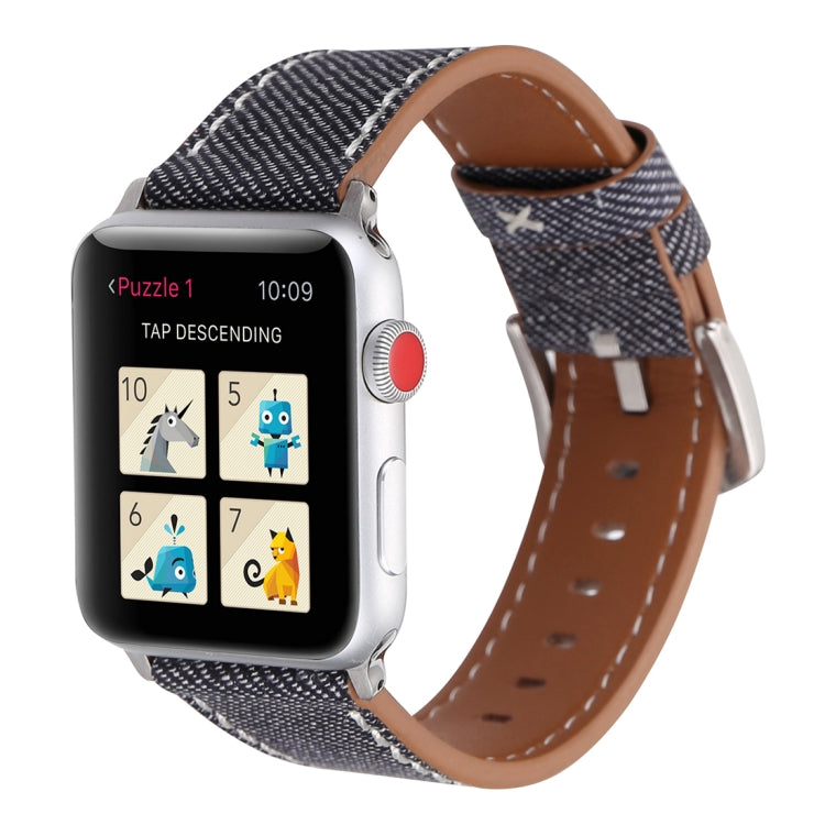 Apple Watch Ultra 49mm & Watch Ultra 2 49mm / Series 10 46mm / 9&8&7 45mm / SE 3&SE 2&6&SE&5&4 44mm / 3&2&1 42mm용 심플 패션 천연 가죽 카우보이 패턴 시계줄, 42mm