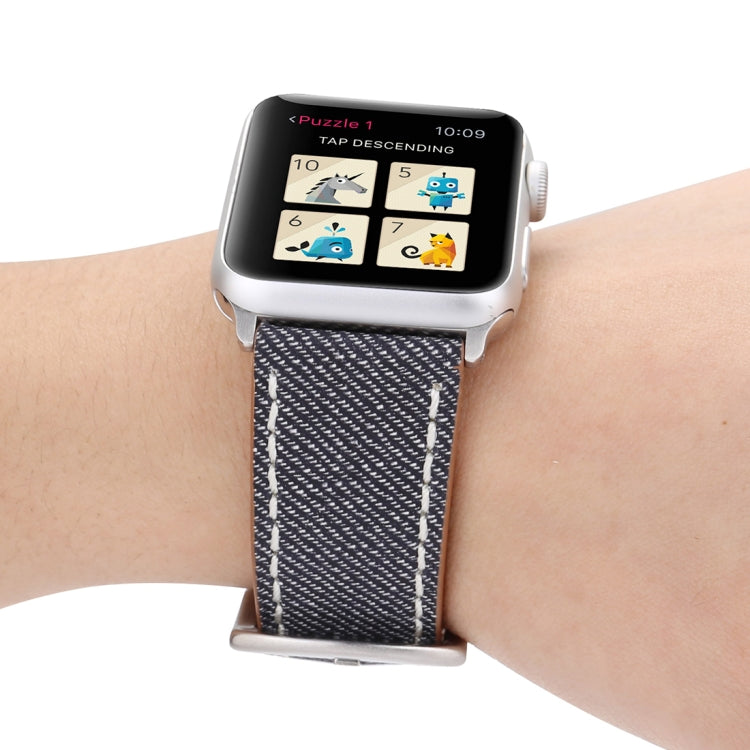 Apple Watch Ultra 49mm & Watch Ultra 2 49mm / Series 10 46mm / 9&8&7 45mm / SE 3&SE 2&6&SE&5&4 44mm / 3&2&1 42mm용 심플 패션 천연 가죽 카우보이 패턴 시계줄, 42mm