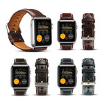 Denior 오일 왁스 레트로 시계 가죽 밴드, Apple Watch 시리즈 7 45mm / 6 & SE & 5 & 4 44mm / 3 & 2 & 1 42mm용