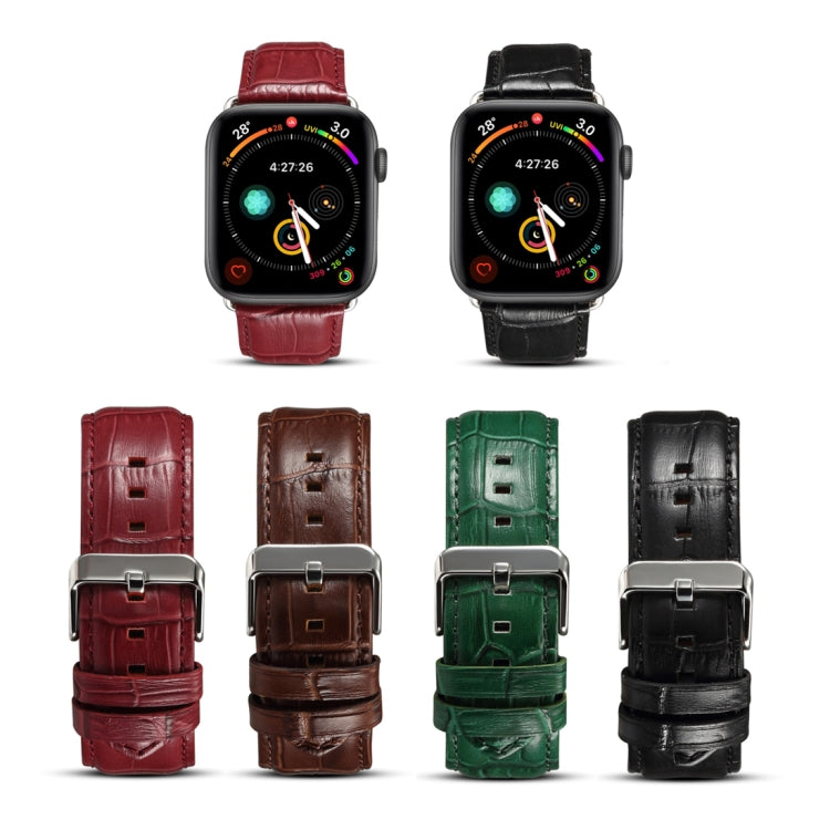 데니어 악어 무늬 시계 소가죽 가죽 시계 밴드, 애플 워치 울트라 49mm & 워치 울트라 2 49mm / 시리즈 10 46mm / 9&8&7 45mm / SE 3&SE 2&6&SE&5&4 44mm / 3&2&1 42mm용