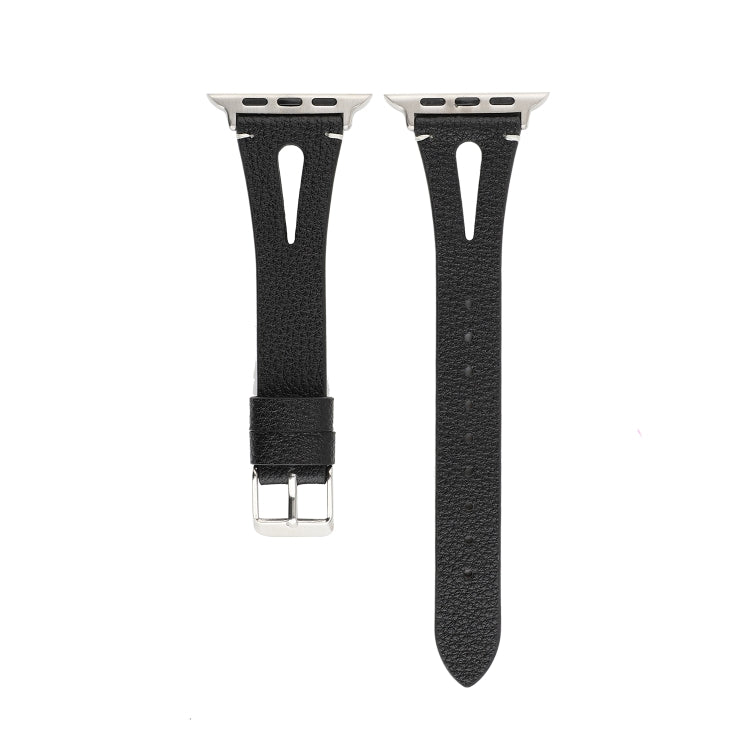 Apple Watch Ultra 49mm & Watch Ultra 2 49mm / 시리즈 10 46mm / 9&8&7 45mm / SE 3&SE 2&6&SE&5&4 44mm / 3&2&1 42mm용 심플 V자형 가죽 시계줄