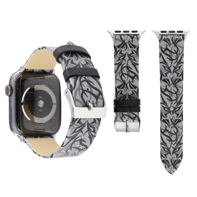 Thorns 프린팅 정품 가죽 시계 밴드, Apple Watch Series 10 42mm / 9&8&7 41mm / SE 3&SE 2&6&SE&5&4 40mm / 3&2&1 38mm, 40mm용