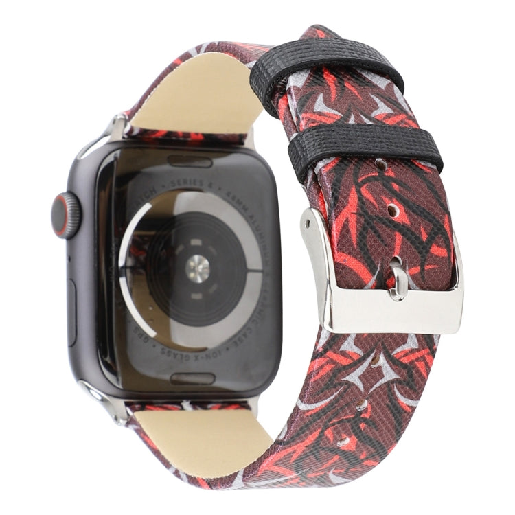 Thorns 프린팅 정품 가죽 시계 밴드, Apple Watch Series 10 42mm / 9&8&7 41mm / SE 3&SE 2&6&SE&5&4 40mm / 3&2&1 38mm, 40mm용