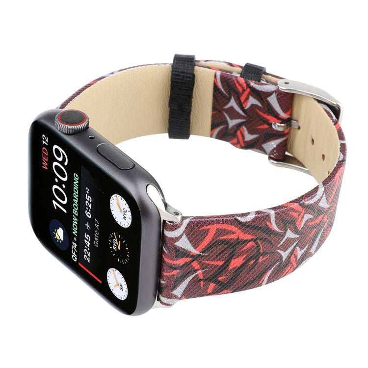 Thorns 프린팅 정품 가죽 시계 밴드, Apple Watch Series 10 42mm / 9&8&7 41mm / SE 3&SE 2&6&SE&5&4 40mm / 3&2&1 38mm, 40mm용