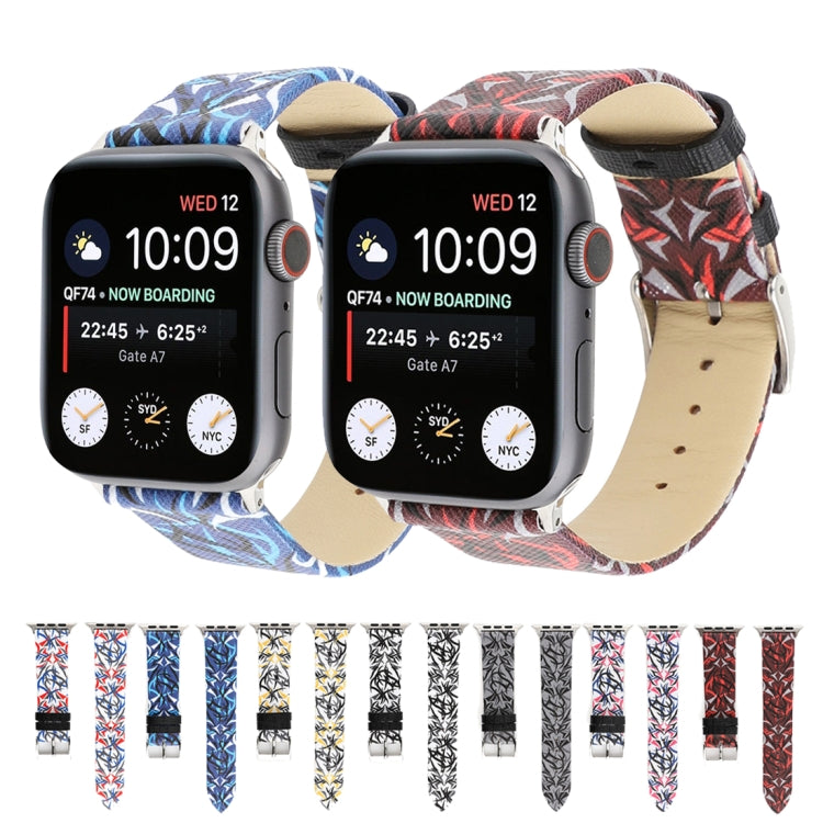Thorns 프린팅 정품 가죽 시계 밴드, Apple Watch Series 10 42mm / 9&8&7 41mm / SE 3&SE 2&6&SE&5&4 40mm / 3&2&1 38mm, 40mm용