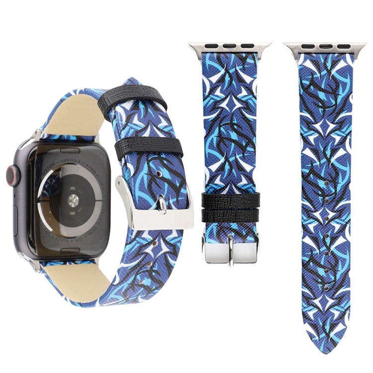 Thorns 프린팅 정품 가죽 시계 밴드, Apple Watch Ultra 49mm&Watch Ultra 2 49mm / Series 10 46mm / 9&8&7 45mm / SE 3&SE 2&6&SE&5&4 44mm / 3&2&1 42mm, 44mm용