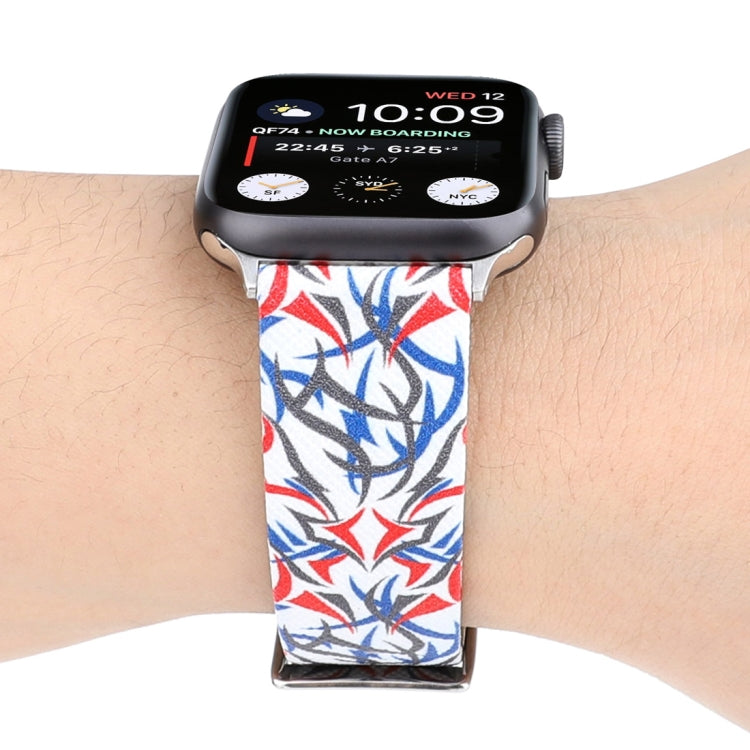 Thorns 프린팅 정품 가죽 시계 밴드, Apple Watch Ultra 49mm&Watch Ultra 2 49mm / Series 10 46mm / 9&8&7 45mm / SE 3&SE 2&6&SE&5&4 44mm / 3&2&1 42mm, 44mm용
