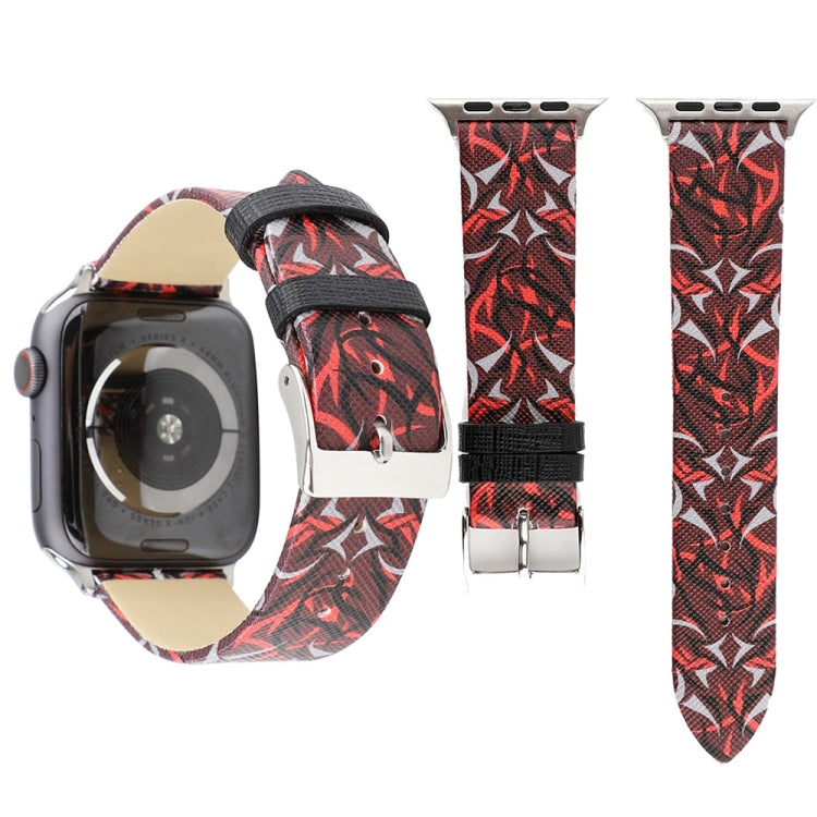 Thorns 프린팅 정품 가죽 시계 밴드, Apple Watch Ultra 49mm&Watch Ultra 2 49mm / Series 10 46mm / 9&8&7 45mm / SE 3&SE 2&6&SE&5&4 44mm / 3&2&1 42mm, 44mm용