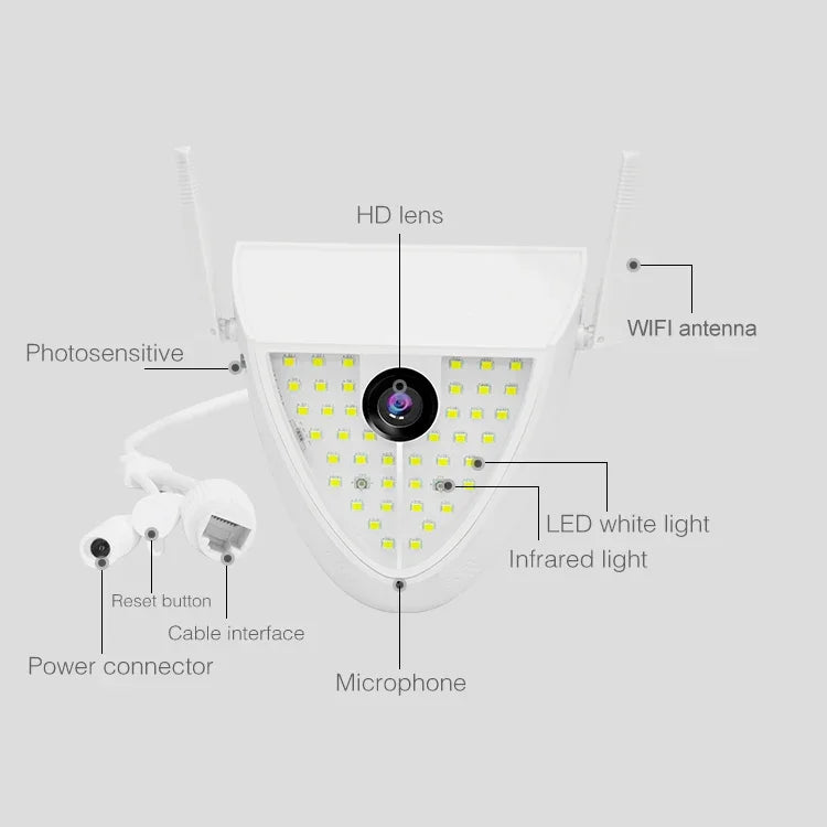 DP16 2.0 메가픽셀 42 LED 정원등 스마트 카메라, 모션 감지 / 야간 시야 / 음성 인터콤 / TF 카드 지원, 호주 플러그, DP16