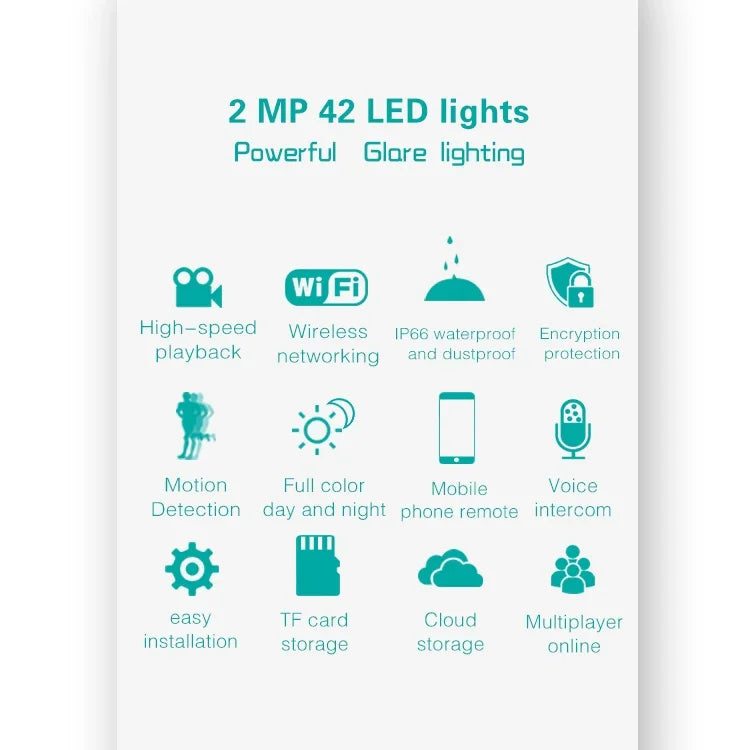 DP16 2.0 메가픽셀 42 LED 정원등 스마트 카메라, 모션 감지 / 야간 시야 / 음성 인터콤 / TF 카드 지원, 호주 플러그, DP16