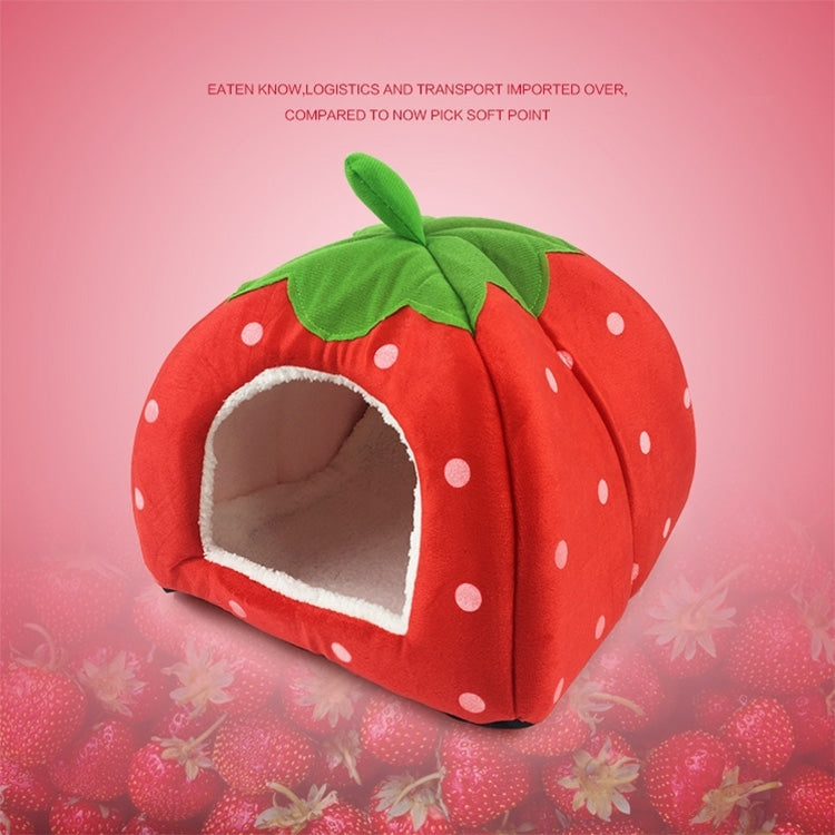 딸기 모양 접이식 짧은 플러시 반려동물 집 둥지, 사이즈: L, 빨강, 사이즈 L, 분홍, 사이즈 L, 보라, 사이즈 L