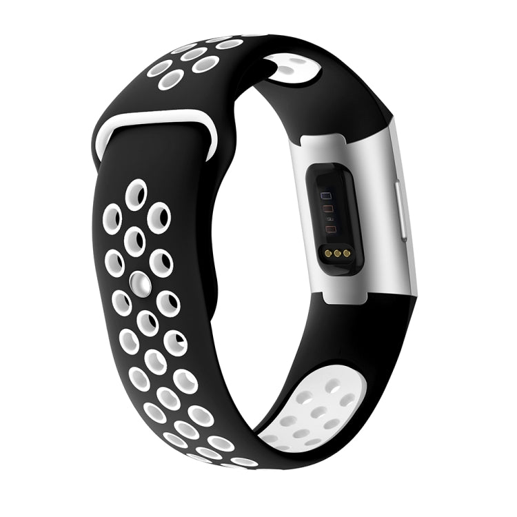 Two-color Round Hole Silicone Watch Band for Fitbit Charge 3, Watch Band Size:130-195mm