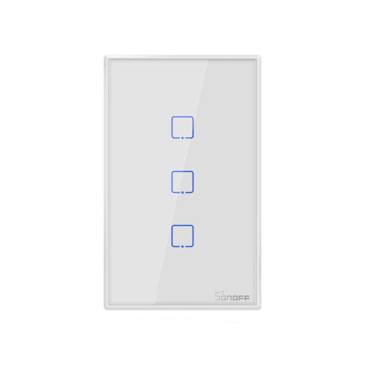 Sonoff T2 터치 120mm 강화 유리 패널 벽 스위치 스마트 홈 라이트 터치 스위치, Alexa 및 Google Home 호환, AC 100V-240V, 미국 플러그, 120mm/ 3 미국 플러그