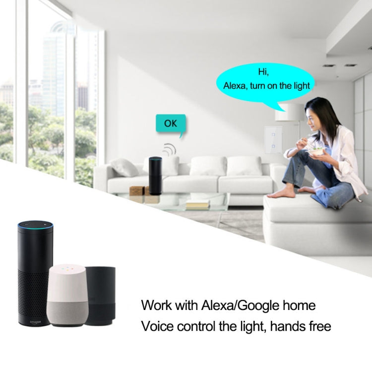 Sonoff T2 터치 120mm 강화 유리 패널 벽 스위치 스마트 홈 라이트 터치 스위치, Alexa 및 Google Home 호환, AC 100V-240V, 미국 플러그, 120mm/ 3 미국 플러그