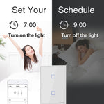 Sonoff T2 터치 120mm 강화 유리 패널 벽 스위치 스마트 홈 라이트 터치 스위치, Alexa 및 Google Home 호환, AC 100V-240V, 미국 플러그, 120mm/ 3 미국 플러그