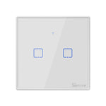 Sonoff T2 터치 86mm 강화 유리 패널 벽 스위치 스마트 홈 조명 터치 스위치, Alexa 및 Google Home 호환, AC 100V-240V, EU 플러그, 86mm/ 2 EU 플러그