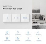 Sonoff T2 터치 86mm 강화 유리 패널 벽 스위치 스마트 홈 조명 터치 스위치, Alexa 및 Google Home 호환, AC 100V-240V, EU 플러그, 86mm/ 2 EU 플러그