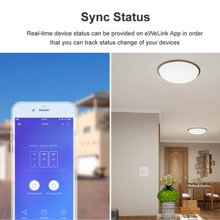 Sonoff T2 터치 86mm 강화 유리 패널 벽 스위치 스마트 홈 조명 터치 스위치, Alexa 및 Google Home 호환, AC 100V-240V, EU 플러그, 86mm/ 2 EU 플러그