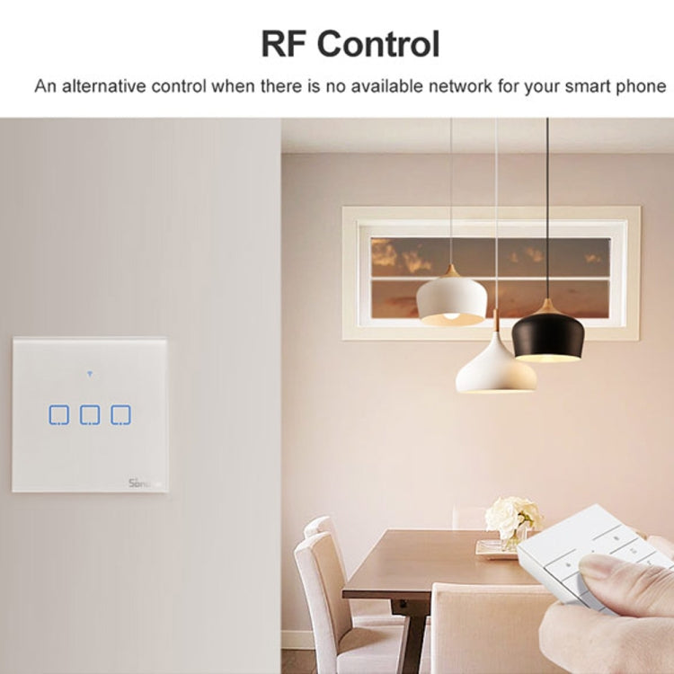 Sonoff T2 터치 86mm 강화 유리 패널 벽 스위치 스마트 홈 조명 터치 스위치, Alexa 및 Google Home 호환, AC 100V-240V, EU 플러그, 86mm/ 2 EU 플러그